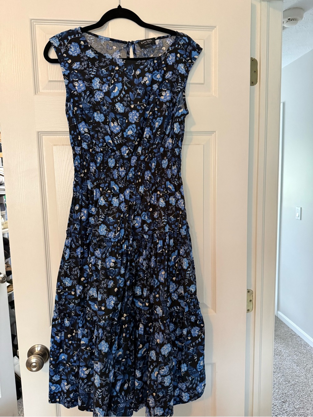 kate spade Black and Blue Floral Midi Dress